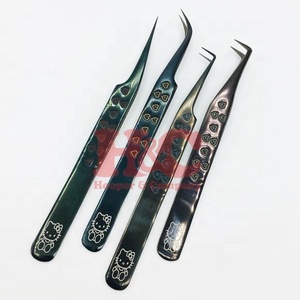 Pinzas Profesionales para Pestañas de Visón, Color Negro Mate, Punta Plateada, Acero Inoxidable, Antimagnéticas, Duraderas - Product Image 3