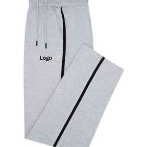 Pijama de punto con bolsillo cruzado liso gris algodón Spandex pantalones de salón elásticos suaves ajuste relajado con bolsillos laterales de cintura con cordón - Product Image 1