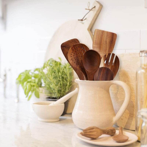 Lot de 5 cuillères à salade en bois de bambou personnalisées et écologiques Silver Craft India Servant du thé pour les mariages par Crescent Crafts - Product Image 3