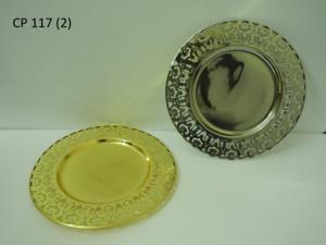 Nouvelle assiette de service ronde en acier inoxydable, finition verte thermolaquée, pour la restauration hôtelière. - Product Image 6