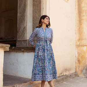 Robe en coton imprimée à la main, style bohème, pour les vacances d'été, décontractée, occasionnelle - Product Image 2