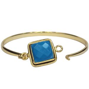 925 เงินสเตอร์ลิงชุบทองคุณภาพดีเยี่ยมพลอยเทอร์ควอยซ์พลอยแฮนด์เมดออกแบบกําไลข้อมือวินเทจ - Product Image 1