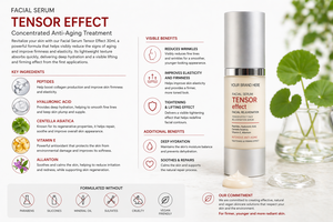 Siero Viso Effetto Tensor 30ml OEM a Marchio Privato |   Acido Ialuronico, Peptidi e Centella |   Rassodante Anti-Età |   Prodotto in Spagna UE - Product Image 3