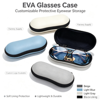 Étui à lunettes en EVA à fermeture éclair motif plume bleue, boîte à lunettes recouverte de tissu, étui de voyage portable pour lunettes, doublure souple, vente en gros personnalisée