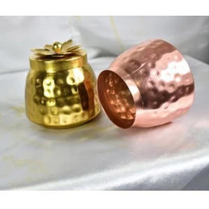 Tarro de vela de cobre de Metal hecho a mano indio, último diseño martillado, vela profunda, tarro de vela de cera votiva Con estañado para decoración de luz del hogar - Product Image 5