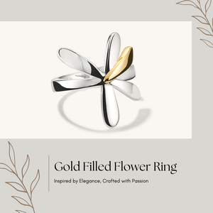 แหวนอัลลอยด์หรูหราของดีไซน์เนอร์14K แบบทูโทนสีทองฝังลายดอกไม้อัดสไตล์คลาสสิกสำหรับปาร์ตี้สินค้าแฟชั่นขายดี - Product Image 5