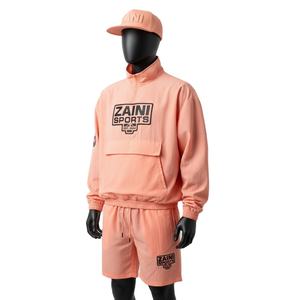 Ensemble coupe-vent pour homme, tissu polyester de haute qualité, respirant, couleur pêche, logo imprimé à chaud personnalisé, ensemble coupe-vent grande taille - Product Image 4