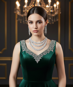 Premium AD Fashion Jewellery <b>Set</b> for Women Bridal Wedding Partywear <b>Necklace</b> <b>and</b> <b>Earrings</b> Traditional <b>Gold</b> Tone Lightweight - Product Image 3