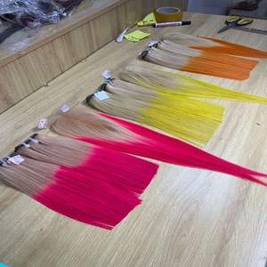 ชุดผมบ๊อบสั้นแบบไล่สีเบอร์กันดี,ส่วนต่อผมตรงตรงลายกระดูกสำหรับผู้หญิงผิวดำผมหนาพิเศษ - Product Image 4