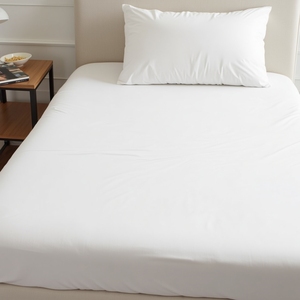 Drap en satin blanc de qualité hôtelière, respirant, en pur coton tissé, poids moyen, 240x280cm, 250 fils, mercerisé, brillant - Product Image 2