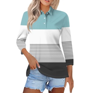 Nouveaux polos imprimés respirants élégants polos en gros de haute qualité pour les femmes 100% coton chemise pour femmes à séchage rapide - Product Image 1