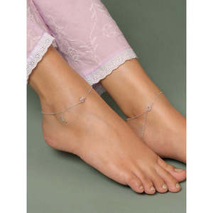 NOVAMART Fine Buy 100% <b>Real</b> 925 Silver Anklets/ Payal for Women Girls Cute Style Gold Plated 14k Material Diamond Stone Main Who - Product Image 3
