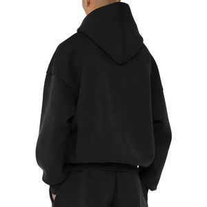 Color negro OEM Custom Fleece 500gsm Heavyweight Pullover Hoodies 100% algodón Dropped Shoulders Oversized Men's Boxy Hoodie - Product Image 3