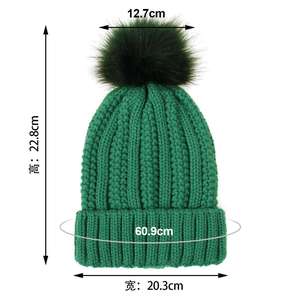 หมวกไหมพรมปอมปอมปอมปอมปอมมีขนนุ่มพร้อมเสื้อหนานุ่มเพื่อความอบอุ่นในฤดูหนาวสำหรับกิจกรรมกลางแจ้งโลโก้จากนักออกแบบ - Product Image 6