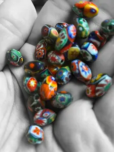 Vintage italien vénitien Murano Millefiori perles de verre en vrac 16x9mm ovale noir cristal pour bijoux Bracelet faisant tailles 4mm 8mm - Product Image 3