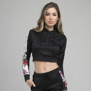 Haute qualité 100% coton streetwear femmes haut court sweats à capuche femmes mode pull recadrée surdimensionné sweat à capuche imprimé - Product Image 2