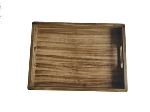 Plateau de service rectangulaire en bois massif, couleur personnalisée, style américain - Product Image 4