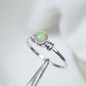 Elegante anillo de Plata de Ley 925 ópalo etíope Natural tratado térmicamente corte brillante piedra preciosa blanca regalo perfecto mujeres niñas - Product Image 2