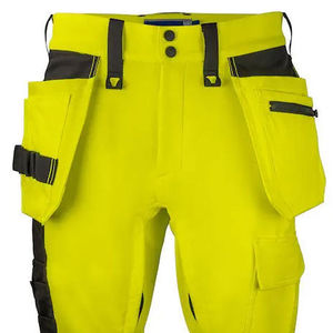 Pantalon de travail de sécurité en coton coupe-vent certifié CE haute visibilité, bandes réfléchissantes de marque, poches cargo à fermeture éclair pour hommes, extérieur - Product Image 6