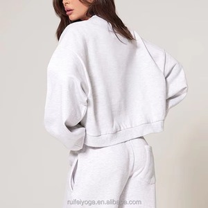 Ensemble de survêtement d'automne deux pièces surdimensionné pour femmes 100% coton tissu éponge respirant sport Jogging costume - Product Image 3