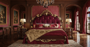 Cama King Size de Lujo Estilo Barroco <span class=keywords><strong>ONLYONE</strong></span>, Tapicería Gris con Mechones, Tallado Dorado, Muebles de Dormitorio Modernos y Clásicos para Casa y Hotel - Product Image 4