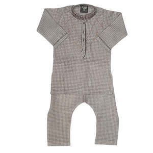 Shalwar Kameez brodé pour garçons - Gris - Product Image 4