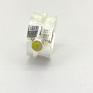Anillo de cabujón de ópalo Etíope para mujer, joyería de piedras preciosas de Plata de Ley 925 hecha a mano, joyería fina para boda - Product Image 1