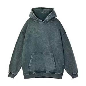 Algodón French Terry Sun Faded Drop Shoulder Vintage Acid Wash Zip up Jacket Style para hombres Sudadera con capucha - Product Image 1