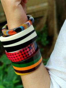 Joyería de resina, pulsera acrílica de resina, brazalete exagerado, deslumbrante, Multicolor, ancho, Irregular, cuadrado, pulseras acrílicas para mujer - Product Image 5