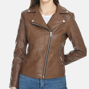 Veste d'hiver en cuir véritable pour femme, nouveau design, couleur unie, écologique, coupe-vent, respirante, finition de qualité, style streetwear - Product Image 1