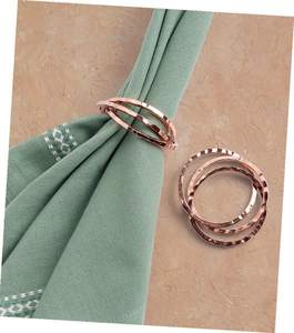 Rond de serviette en cuivre rectangle Type Forme cuivre Porte-serviettes anneau Design de luxe table à dîner décorative - Product Image 5