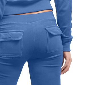 Nuevos productos de invierno 350G grueso recto más terciopelo deportes Casual pantalones de chándal Color sólido alto bordado Jogger tela en blanco - Product Image 2