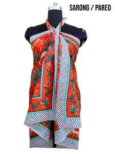 Sarong de playa de algodón con estampado bloqueado a mano, selección de luz multicolor personalizada, ropa de playa de una sola pieza - Product Image 3