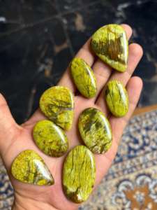 Cabochon en cristal d'opale verte naturelle Lot de gros de pierres précieuses en vrac Pierre en cristal d'opale verte naturelle pour bague pendentif bijoux - Product Image 2