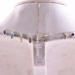 Collar de Plata de Ley 925 hecho a mano de diseño clásico al por mayor para mujer, cadenas finas de lujo con piedras preciosas mixtas - Product Image 3