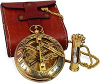 Vintage Antique Brass Pocket Compass Nautical Maritime Gift Compass With Case