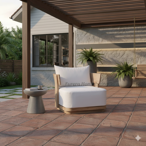 Sillón de Jardín de Teca Moderno y Lujoso con Cojín Impermeable para Jardín, Hoteles, Apartamentos, Salas de Estar y Parques - Product Image 1