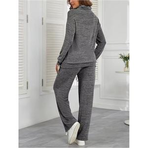 Conjunto Deportivo de Felpa para Mujer, Invierno, Casual, Transpirable, Estampado Sólido, 100% Algodón, para Gimnasio, Ejercicio, Yoga, Correr, Fitness, Aire Libre - Product Image 5