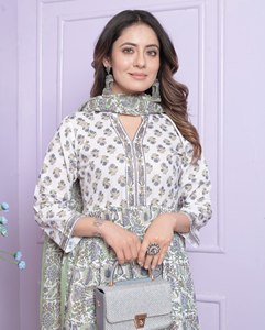 Costume Salwar en soie ethnique indien et pakistanais à la mode pour femmes haut-bas et tenue quotidienne Dupatta - Product Image 2