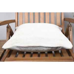 18x18 Beige Wool Rug Farmhouse Rustic <b>Pillow</b> with <b>Feather</b> Filling Woven Vintage Floral Square Shape for Home & Sofa Use - Product Image 5