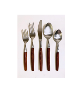 Fourchettes à dessert en acier inoxydable avec manche en bois Couverts pour les utilisations à la maison et à la main - Product Image 6