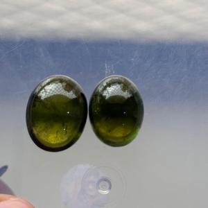 Natural Green <b>Tourmaline</b> Oval Cabochon Matched Pair Loose Gemstones Smooth Polished Stones for Fine Jewelry Making Wholesale - Product Image 4