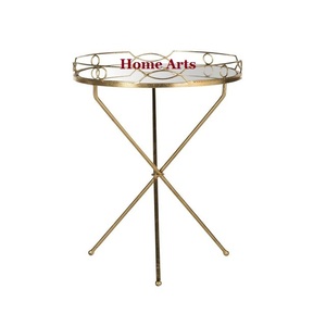 Plateau de service en métal et en verre avec support Plateau de service à dessert de forme ronde de taille personnalisée pour l'hôtel - Product Image 3