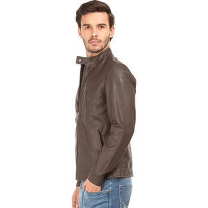 Veste en cuir de haute qualité conçue sur mesure pour hommes couleur unie vêtements de rue pour l'hiver vente en ligne tissu - Product Image 5