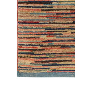 Hand Knotted Wool Rug Vintage Gold Striped Abstract Pattern Plush for Home Living Room Hallway New Rectangle <b>Carpet</b>-Pae-1054(Fr) - Product Image 4