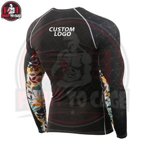 Rashguard MMA BJJ à manches longues respirant en polyester/spandex/nylon, séchage rapide, pour entraînement fitness, tissu 220g, couleurs personnalisables - Product Image 2
