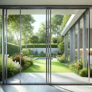 Moden Slim Frame Negro Aluminio Doble acristalamiento Vidrio templado Patio Puerta corredera Huracán Impacto Puertas corredizas para patio - Product Image 1