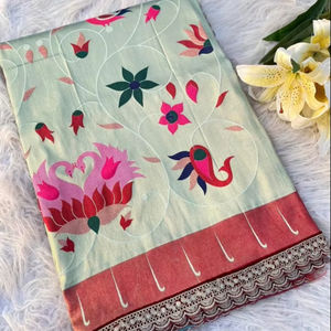 El último Sari de seda Pithani inspirado exclusivo con blusa exclusiva Indian Bollywood Bridal Classic Party Ethnic Wear Women Sari - Product Image 1