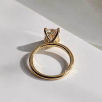 Bague de fiançailles élégante et tendance avec diamant de laboratoire taille coussin, clarté VVS, certifié IGI, en or massif 18 carats plaqué or