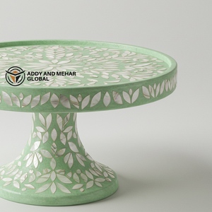 แท่นวางเค้กแบบฝังไม้ถูพื้นสีเขียวทำด้วยมือสำหรับวางเค้กและขนมหวาน - Product Image 2
